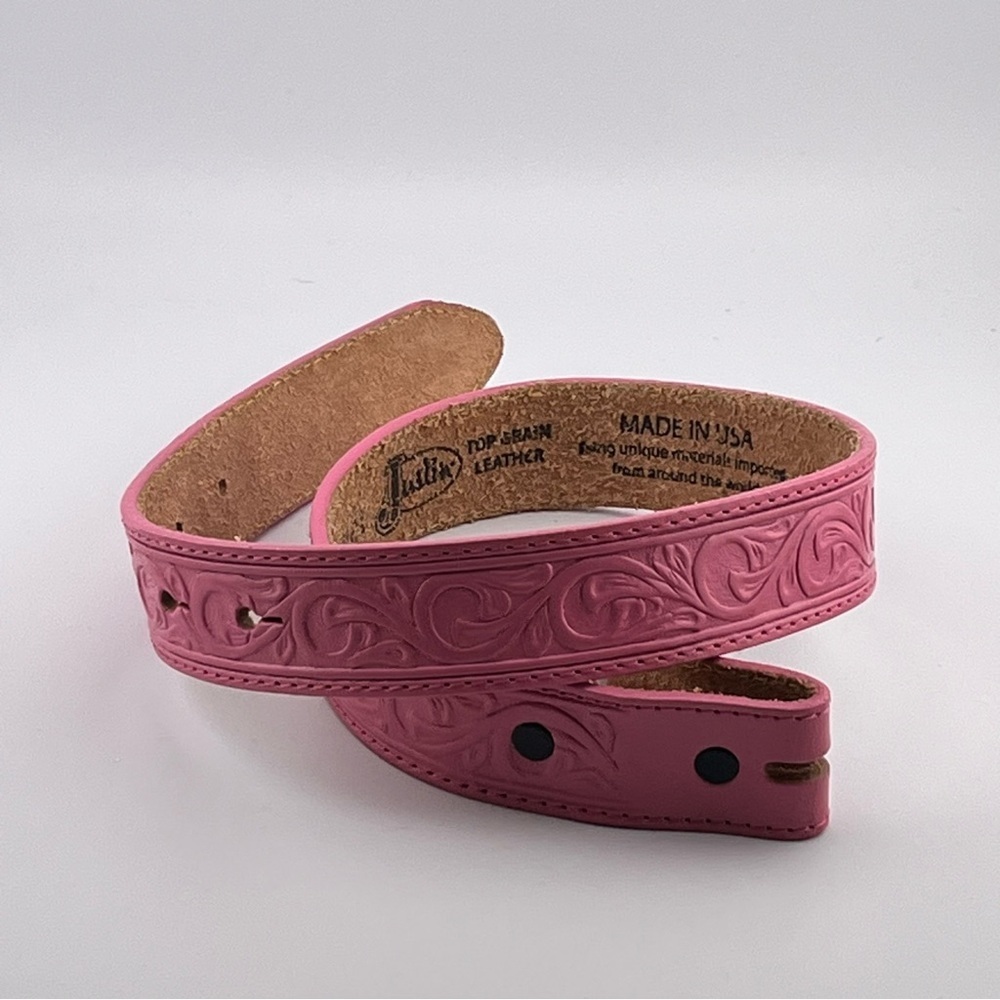 Justin Top Grain Leather Childs Pink Belt Tooled Western 22" NO Buckle Cowgirl